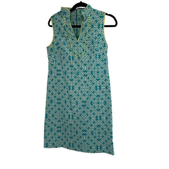 Eliza J turquoise and lime green geometrical dress - Picture 1 of 7